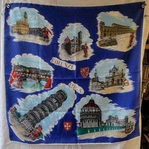 VINTAGE 100% POLYESTER ITALIAN SCENES LADIES SCARF